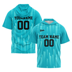 Benutzerdefinierte Teal Kurzarm-Kapuzenpullover für Männer Frauen Hemden mit Kapuzen gedruckt Name Logo