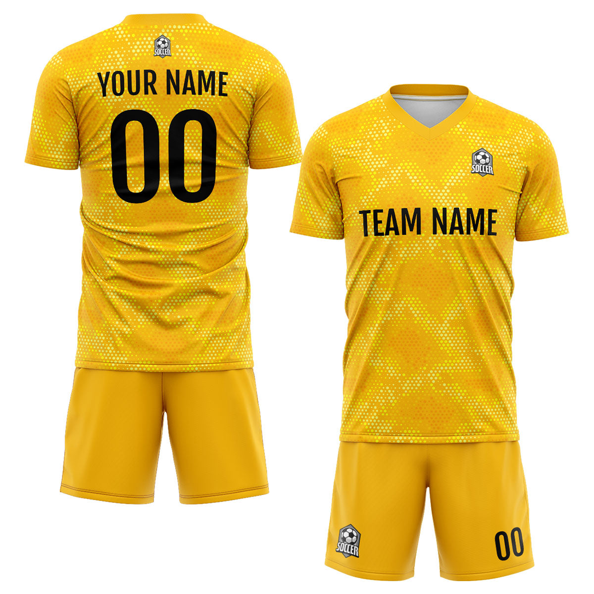Benutzerdefinierte Gelb Fußball Trikots für Männer Frauen Personalisierte Fußball Uniformen für Erwachsene und Kind