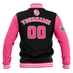 Benutzerdefiniert  Schwarz Rosa Weiß Wasserdichte Varsity Jacken Personalisiert genäht Name Nummer Logo zu Letterman Jacken