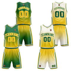 Benutzerdefinierte Gelb Grün Reversible Basketball Jersey Personalisierte Name Nummernlogo drucken