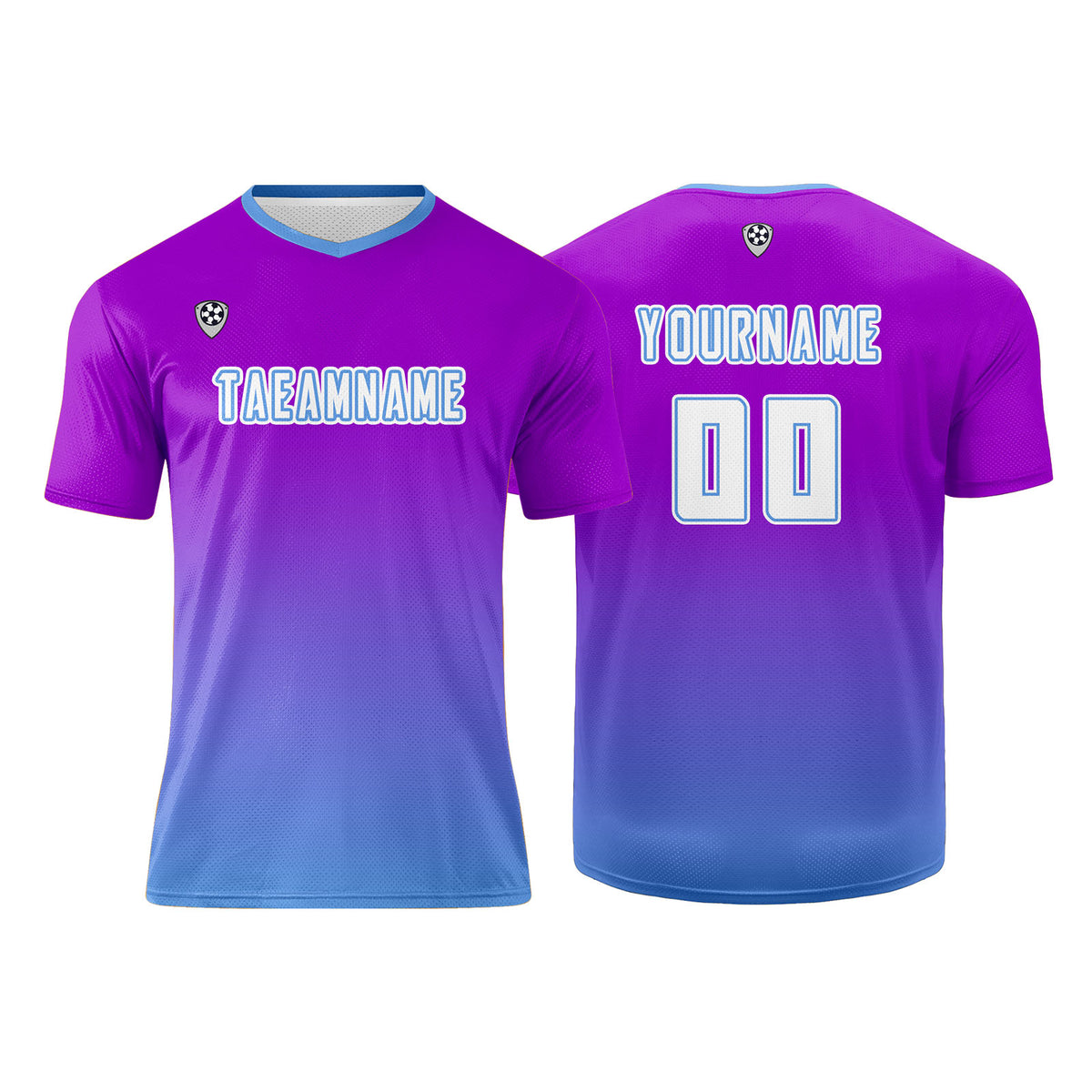 Benutzerdefinierte Lila Blau Trikots für Männer Frauen Personalisierte Fußball Uniformen für Erwachsene und Kind