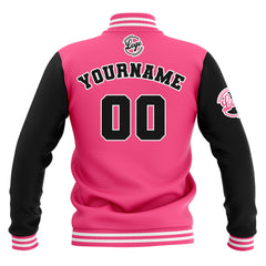 Benutzerdefiniert  Schwarz Rosa Weiß Wasserdichte Varsity Jacken Personalisiert genäht Name Nummer Logo zu Letterman Jacken