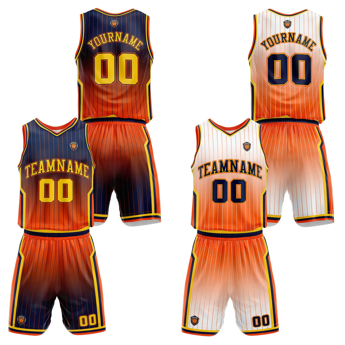 Benutzerdefinierte Marine Orange Reversible Basketball Jersey Personalisierte Name Nummernlogo drucken