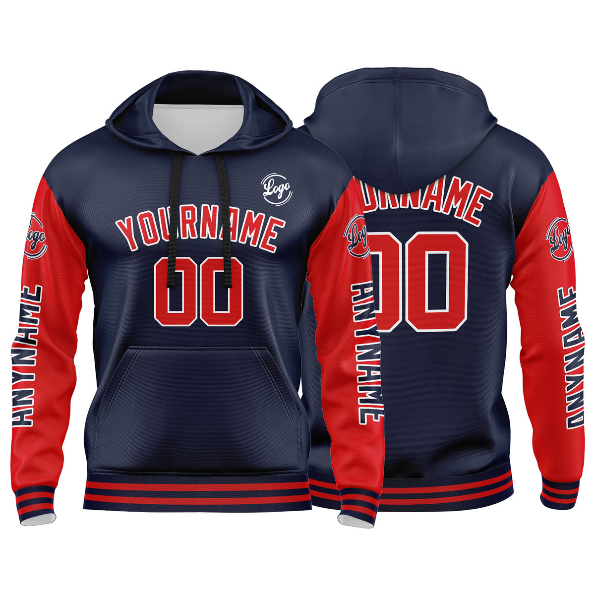 Benutzerdefinierter Marine Rot Hoodie für Mann, Frau, Mädchen, Junge. Drucken Sie Ihr Logo, Ihren Namen und Ihre Nummer