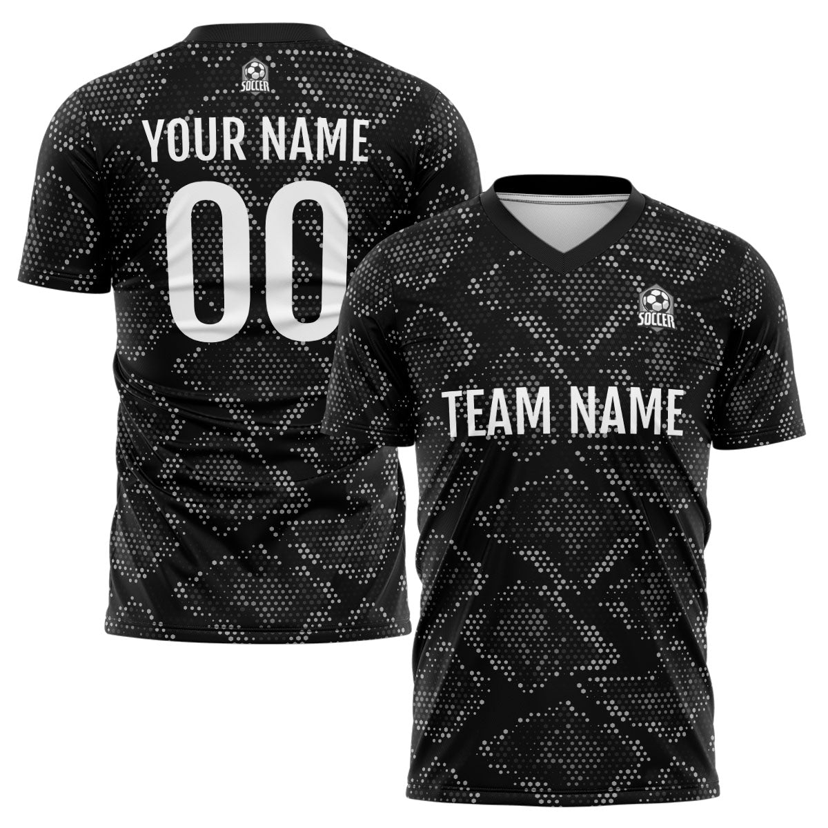 Benutzerdefinierte Schwarz Fußball Trikots für Männer Frauen Personalisierte Fußball Uniformen für Erwachsene und Kind