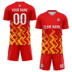 Benutzerdefinierte Rot Orange Fußball Trikots für Männer Frauen Personalisierte Fußball Uniformen für Erwachsene und Kind