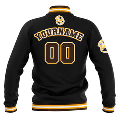 Benutzerdefiniert Schwarz Braun Gelb Wasserdichte Varsity Jacken Personalisiert genäht Name Nummer Logo zu Letterman Jacken