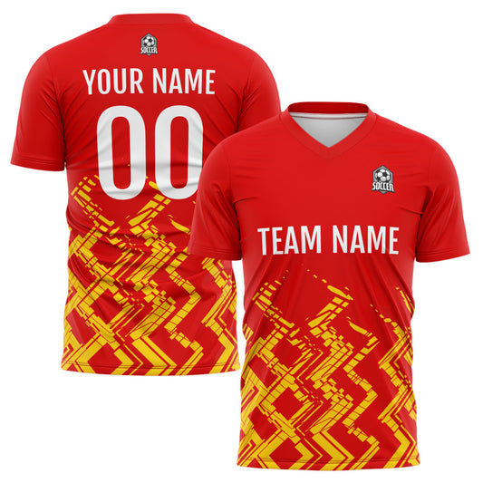 Benutzerdefinierte Rot Orange Fußball Trikots für Männer Frauen Personalisierte Fußball Uniformen für Erwachsene und Kind