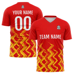 Benutzerdefinierte Rot Orange Fußball Trikots für Männer Frauen Personalisierte Fußball Uniformen für Erwachsene und Kind
