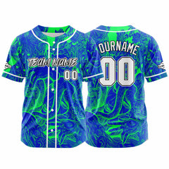 Benutzerdefinierte Baseball Jersey Personalisierte Baseball Shirt genäht und Druck Royal-Grün