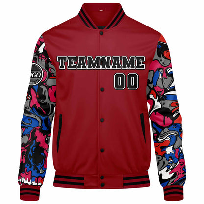 Benutzerdefinierte Verlauf Varsity-Jacke. Letterman-Jacke Rot