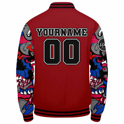 Benutzerdefinierte Verlauf Varsity-Jacke. Letterman-Jacke Rot