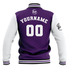 Benutzerdefiniert Lila Weiß Schwarz Wasserdichte Varsity Jacken Personalisiert genäht Name Nummer Logo zu Letterman Jacken