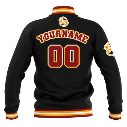 Benutzerdefiniert Schwarz Rot Gelb Wasserdichte Varsity Jacken Personalisiert genäht Name Nummer Logo zu Letterman Jacken