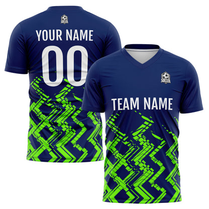 Benutzerdefinierte Marine Neon Grün Fußball Trikots für Männer Frauen Personalisierte Fußball Uniformen für Erwachsene und Kind