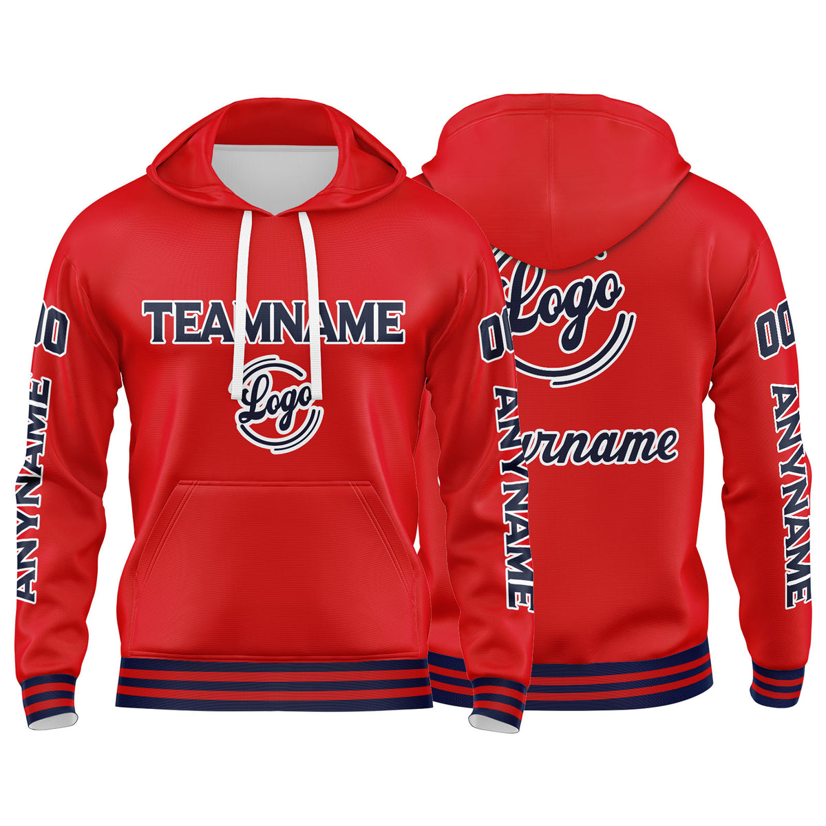 Benutzerdefinierter Marine Rot Hoodie für Mann, Frau, Mädchen, Junge. Drucken Sie Ihr Logo, Ihren Namen und Ihre Nummer