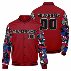 Benutzerdefinierte Verlauf Varsity-Jacke. Letterman-Jacke Rot