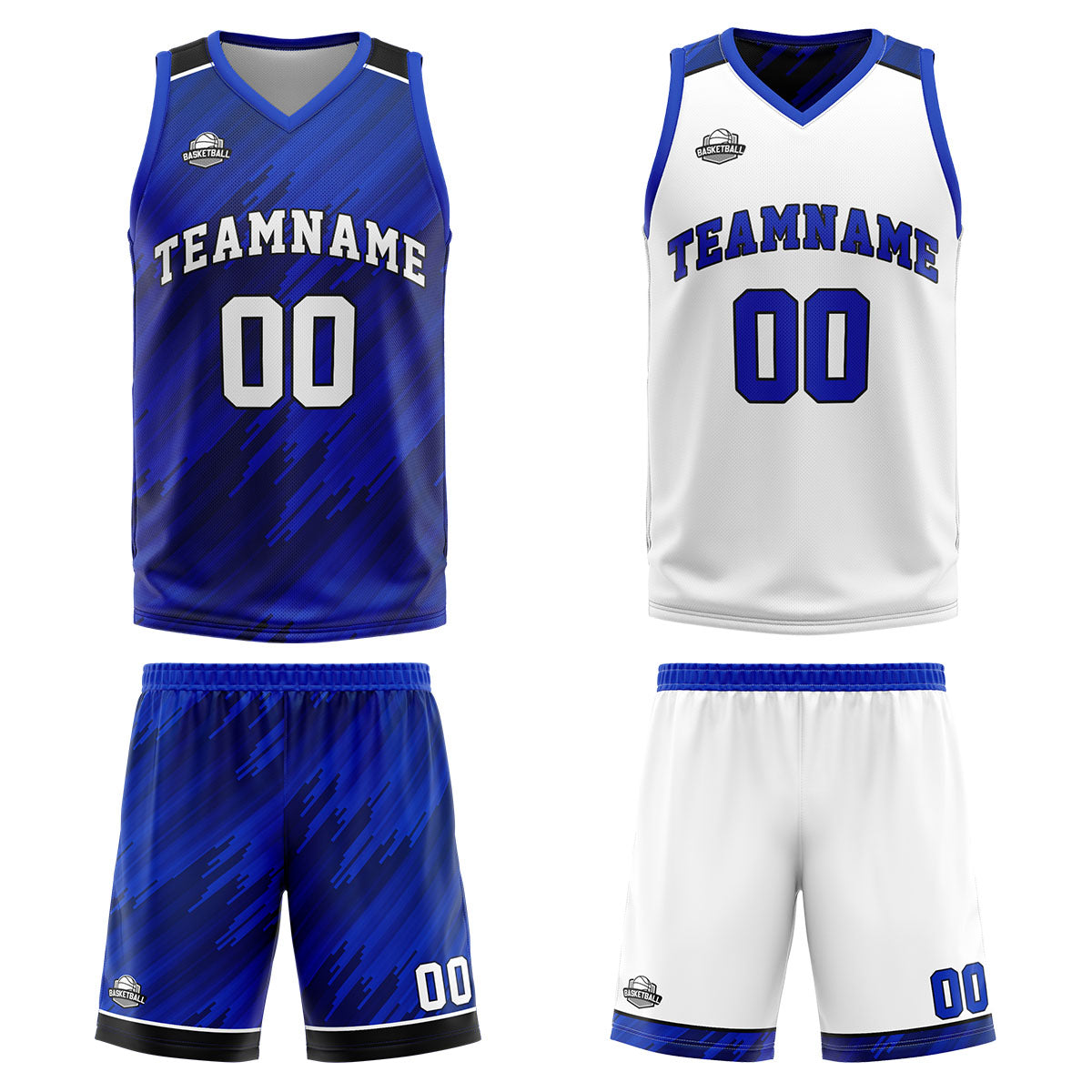 Benutzerdefinierte Königliche Reversible Basketball Jersey Personalisierte Print Name Nummer Logo
