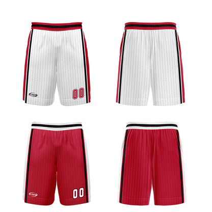 Benutzerdefinierte Weiß Rot Reversible Basketball Jersey Personalisierte Drucken Name Nummer Logo