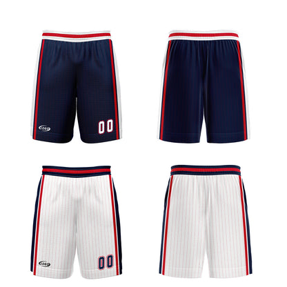 Benutzerdefinierte Marine Weiß Rot Reversible Basketball Jersey Personalisierte Drucken Name Nummer Logo