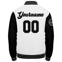 Benutzerdefinierte Verlauf Varsity-Jacke. Letterman-Jacke Schwarz Weiß