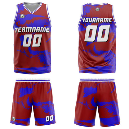 Benutzerdefinierter Rot Royal Basketball Jersey Uniform Anzug gedruckt Ihr Logo Name Nummer