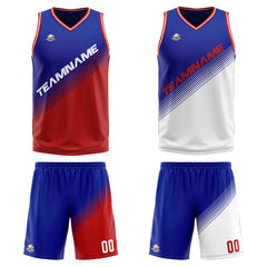 Benutzerdefinierte Reversible Basketball Jersey Personalisierte Print Name Nummer Logo Rot- Royal