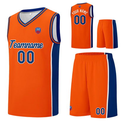 Individuelle Basketball-Jersey-Shorts für Männer und Frauen. Gestickter und gedruckter Name, Nummer und Logo Orange