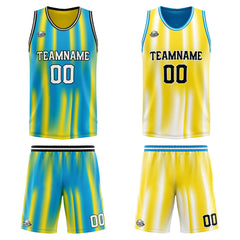 Benutzerdefinierte Reversible Basketball Jersey Personalisierte Print Name Nummer Logo Hellblau&Gelb