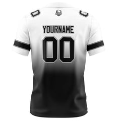 Benutzerdefinierte Weiß & Schwarz Gradient Fußball Trikots Personalisierter Name Nummer Logo
