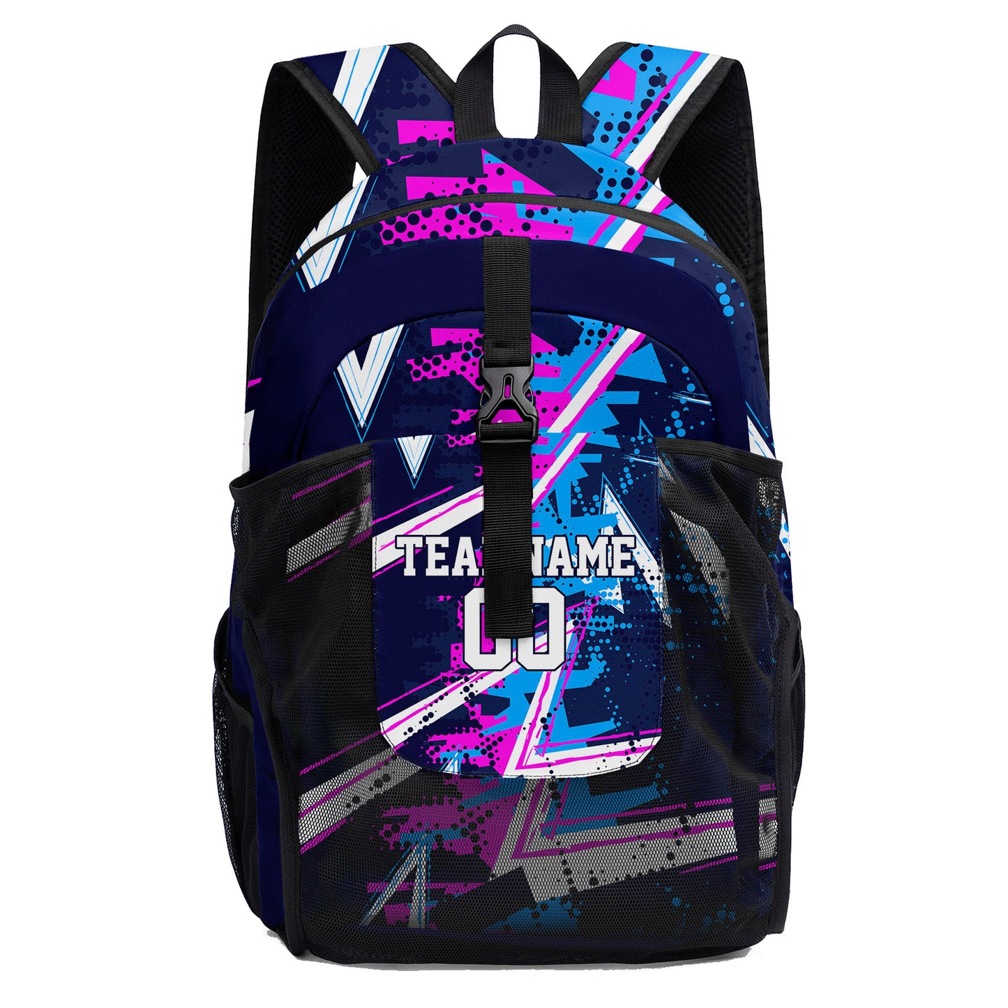 Anpassen  Rosa Hellblau Weiß Sport Rucksäcke Mit Personalisiert Namen, Zahlen und Logos
