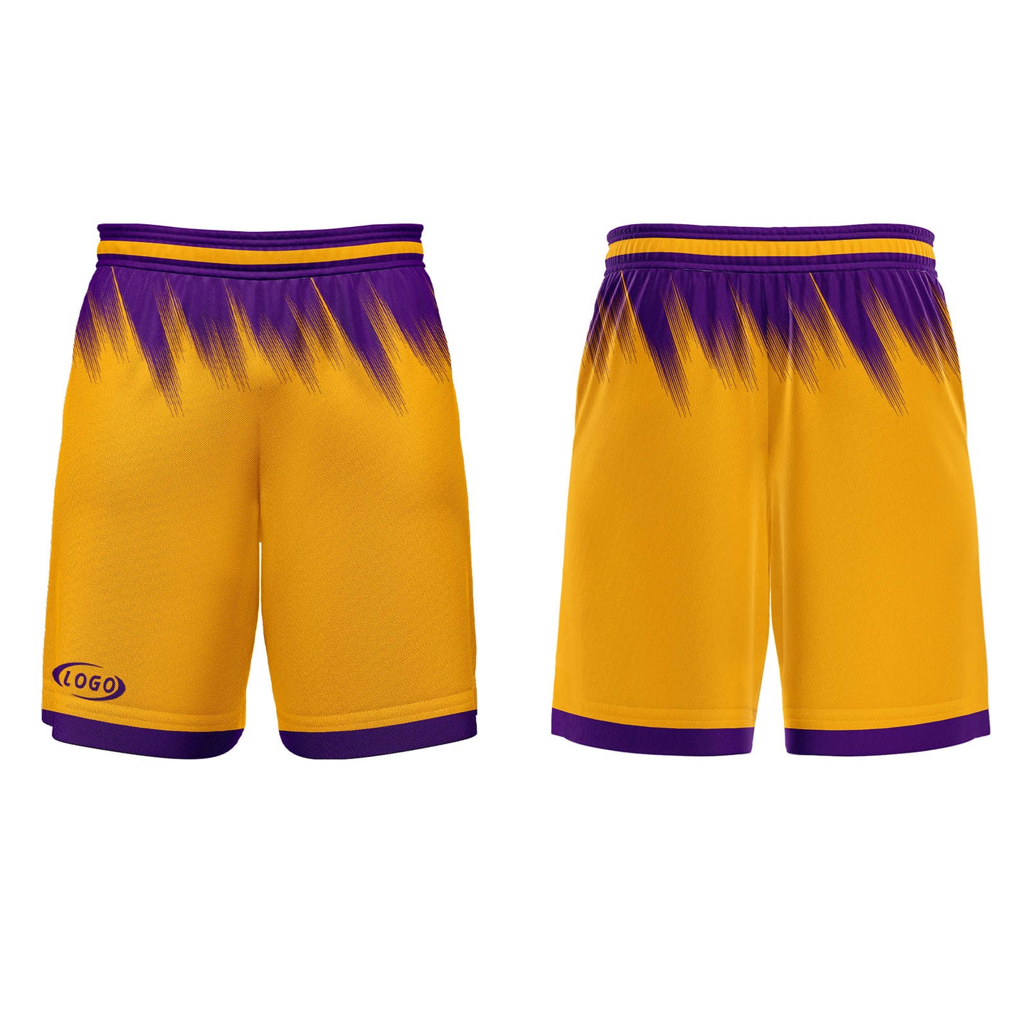 Benutzerdefinierter Gelb Lila Basketball Jersey Uniform Anzug gedruckt Ihr Logo Name Nummer