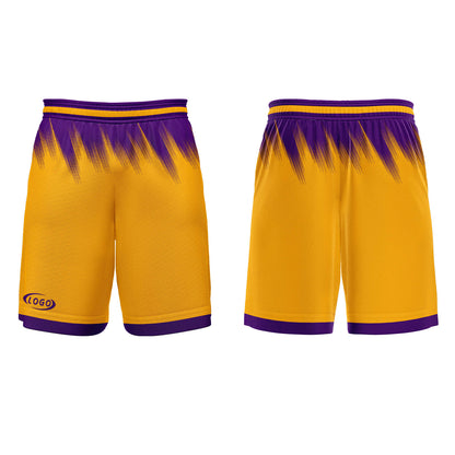 Benutzerdefinierter Gelb Lila Basketball Jersey Uniform Anzug gedruckt Ihr Logo Name Nummer