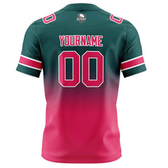 Benutzerdefinierte Dunkelgrün Rosa Gradient Fußball Trikots Personalisierter Name Nummer Logo
