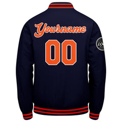 Benutzerdefinierte Verlauf Varsity-Jacke. Letterman-Jacke Marine Orange