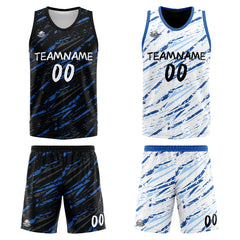 Benutzerdefinierte Reversible Basketball Jersey Personalisierte Print Name Nummer Logo Schaden-Blau