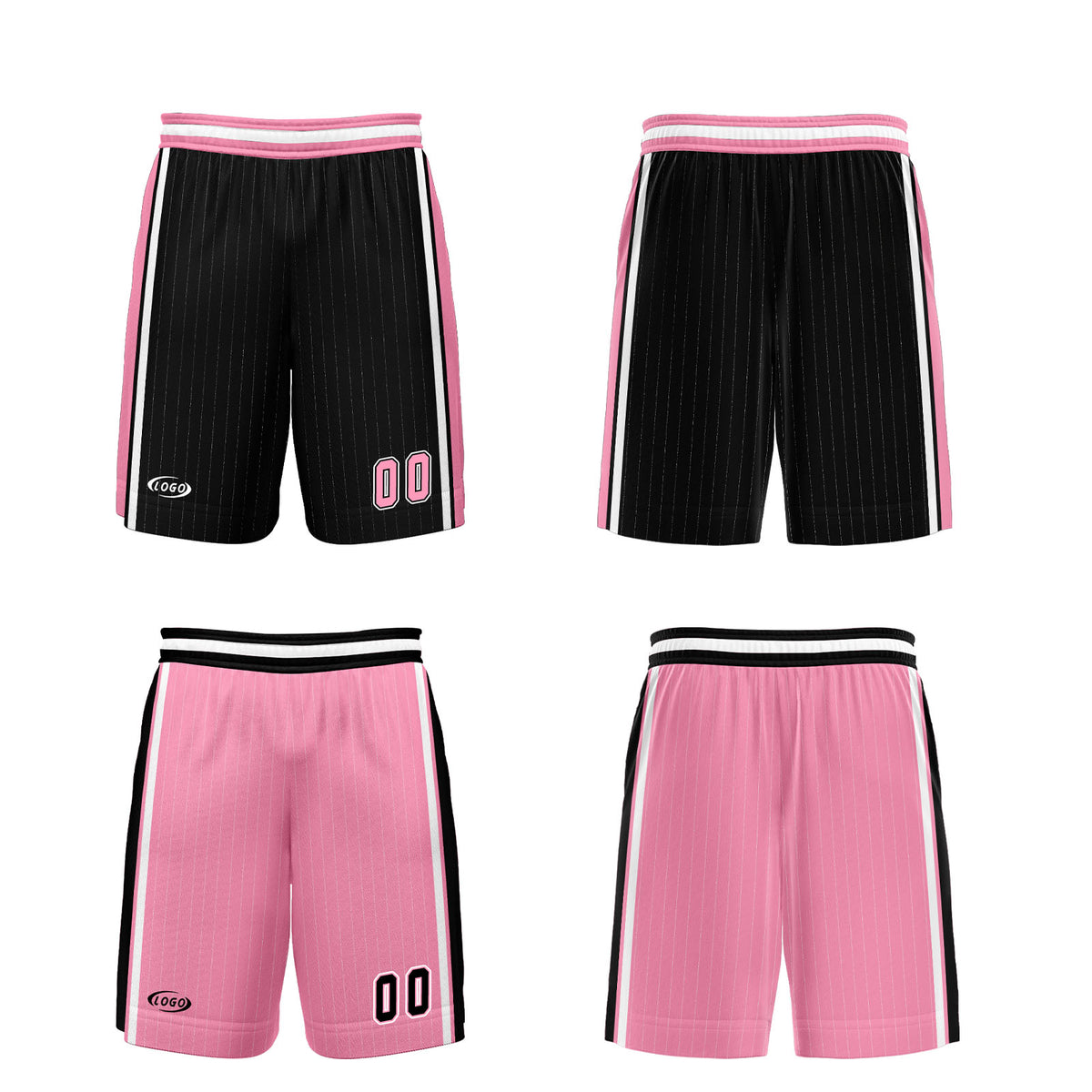 Benutzerdefinierte Schwarz Rosa Reversible Basketball Jersey Personalisierte Drucken Name Nummer Logo