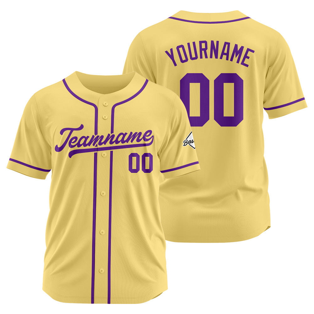 Benutzerdefinierte Authentisch Baseball-Trikot Gold- Lila