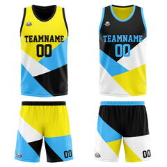 Benutzerdefinierte Reversible Basketball Jersey Personalisierte Print Name Nummer Logo Color Farbe Block-Gelb&Blau