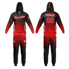 Benutzerdefiniert Schwarz Rot Tarnung Sport Jersey Satz Trainingsanzug Zur Seite fahren Kapuzenpullover Oberteile und Hose Satz Königlich