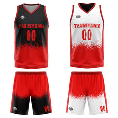 Benutzerdefinierte Reversible Basketball Jersey Personalisierte Print Name Nummer Logo Rot-Schwarz