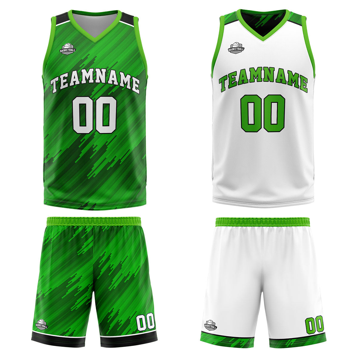 Benutzerdefinierte Grün Reversible Basketball Jersey Personalisierte Print Name Nummer Logo