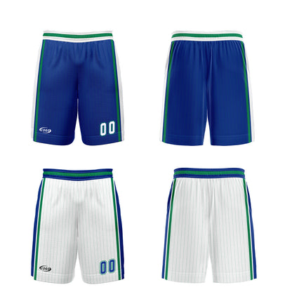 Benutzerdefinierte Blau Weiß Grün Reversible Basketball Jersey Personalisierte Drucken Name Nummer Logo