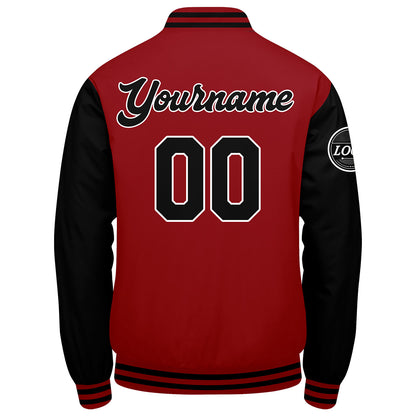Benutzerdefinierte Verlauf Varsity-Jacke. Letterman-Jacke Rot Schwarz