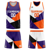 Benutzerdefinierte Reversible Basketball Jersey Personalisierte Print Name Nummer Logo Farbe Block-Lila&Orange