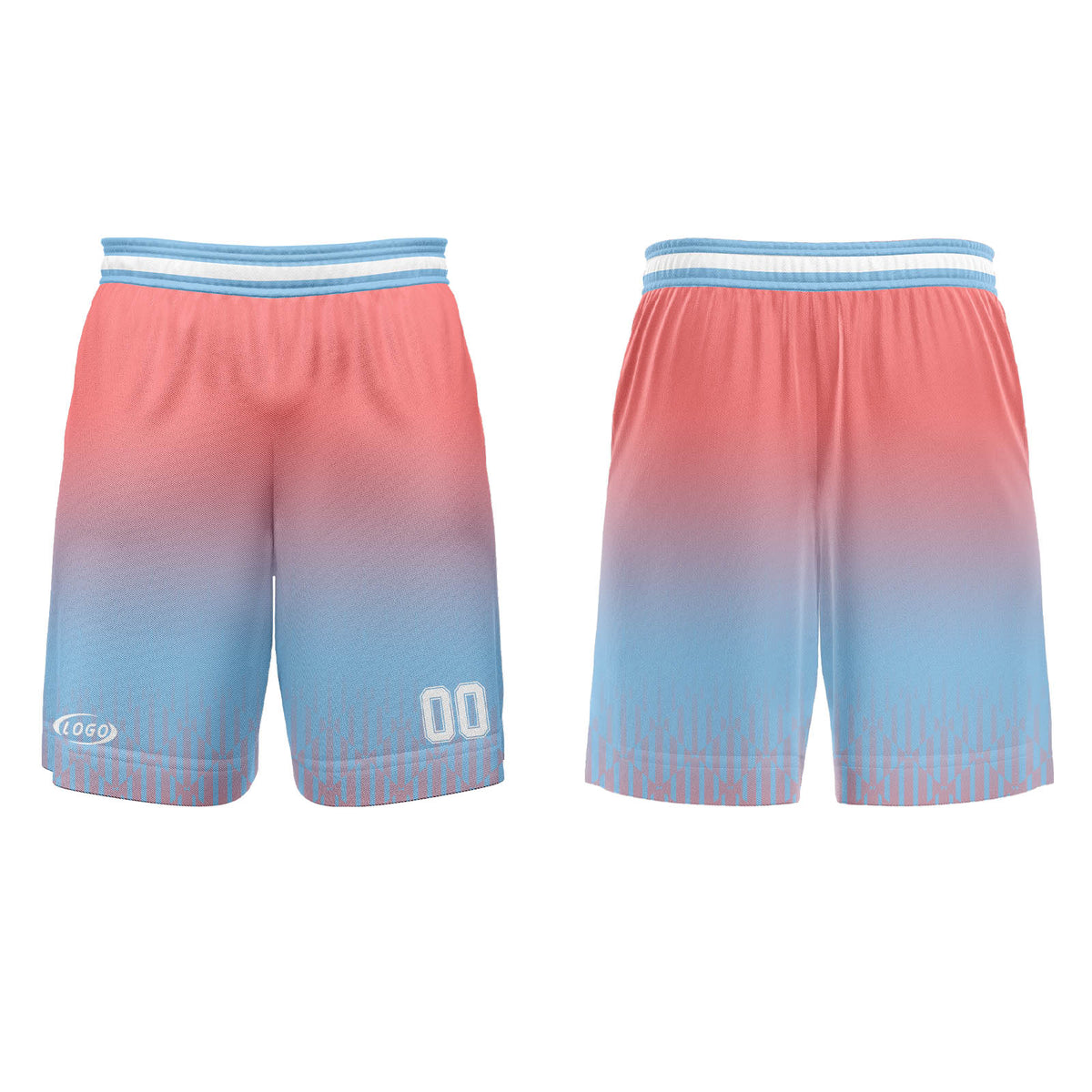Benutzerdefinierter Blau Rosa Weiß Farbverlauf Basketball Jersey Uniform Anzug gedruckt Ihr Logo Name Nummer