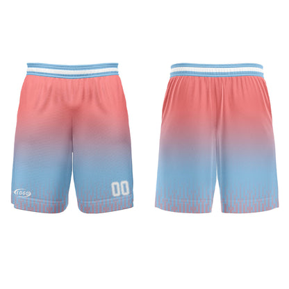 Benutzerdefinierter Blau Rosa Weiß Farbverlauf Basketball Jersey Uniform Anzug gedruckt Ihr Logo Name Nummer