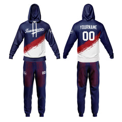 Benutzerdefiniert Marine Weiß Tarnung Sport Jersey Satz Trainingsanzug Zur Seite fahren Kapuzenpullover Oberteile und Hose Satz Königlich