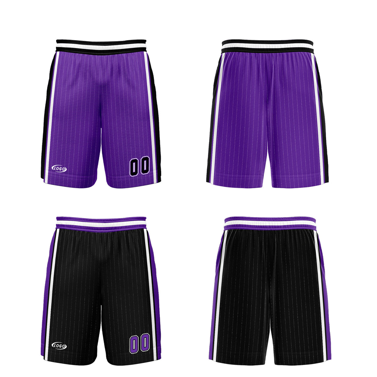 Benutzerdefinierte Lila Schwarz Reversible Basketball Jersey Personalisierte Drucken Name Nummer Logo
