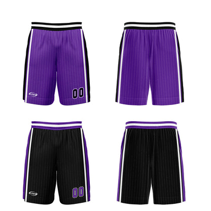 Benutzerdefinierte Lila Schwarz Reversible Basketball Jersey Personalisierte Drucken Name Nummer Logo